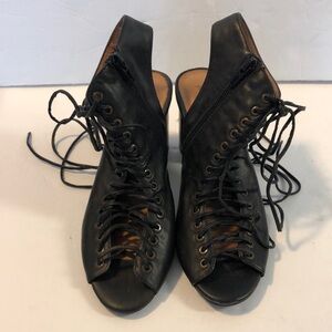 Jeffrey Campbell Covets Black Leather Lace up Heels Shoes SZ 7